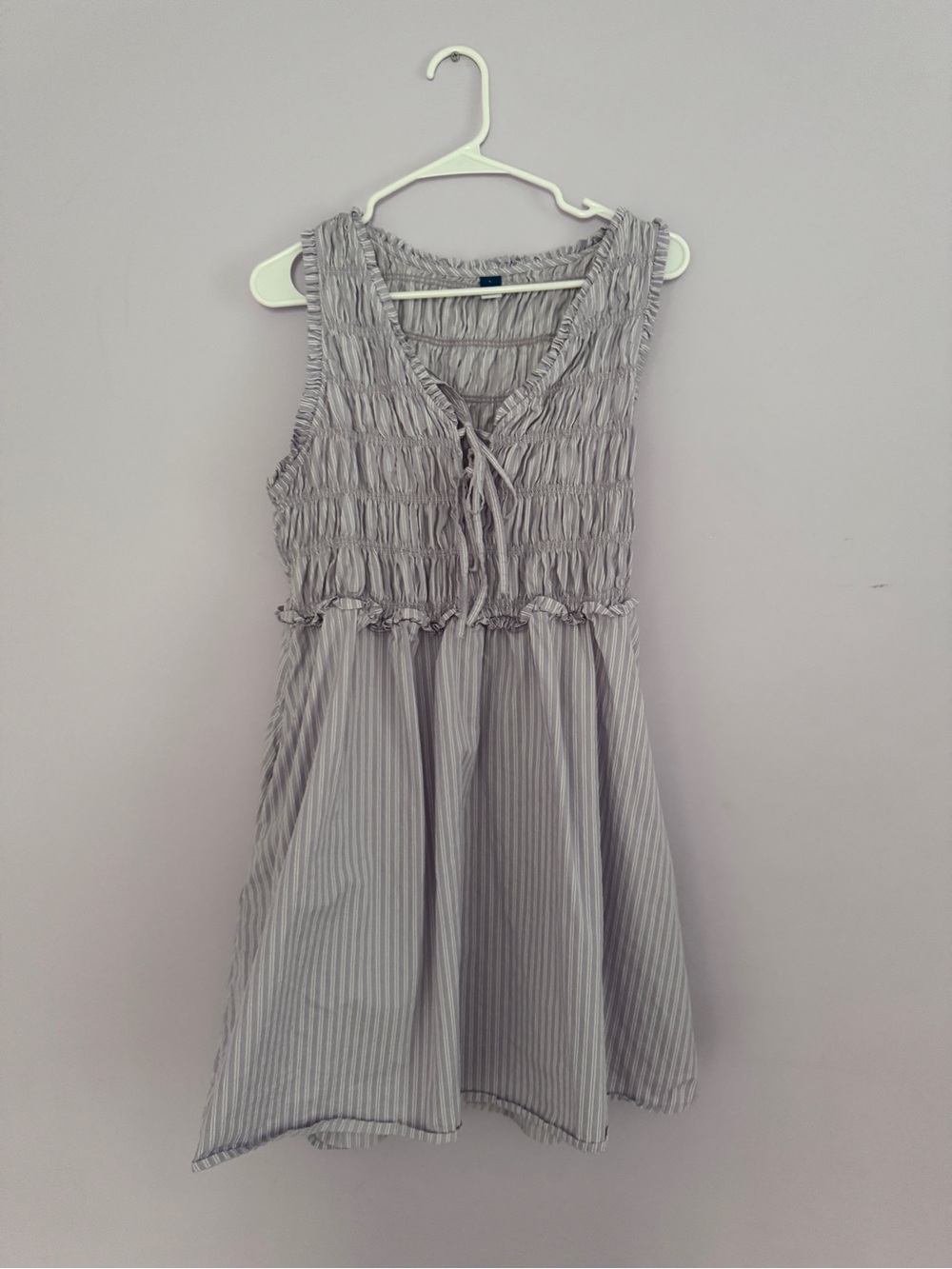 Old Navy Light Lavender Smocked Tie-Front Mini Dress